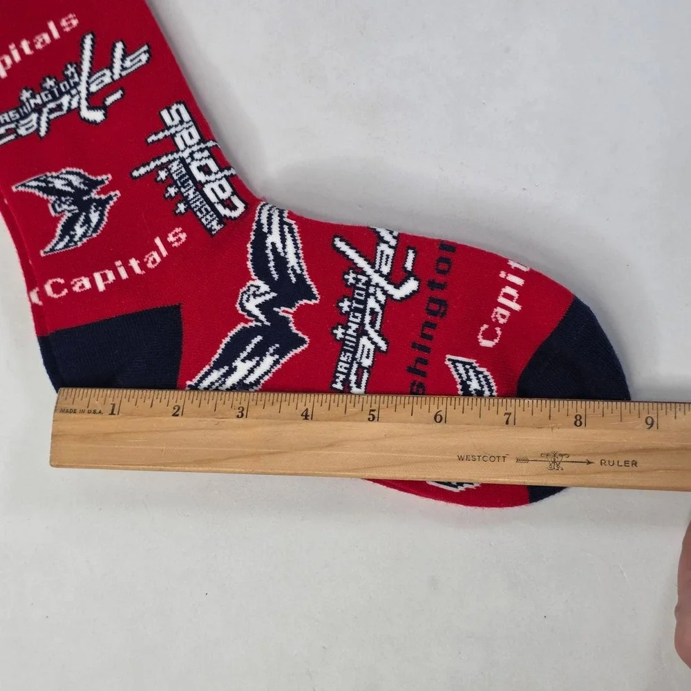 Washington Capitals NHL Hockey Crew Socks Red Navy Blue All Over Print Logo